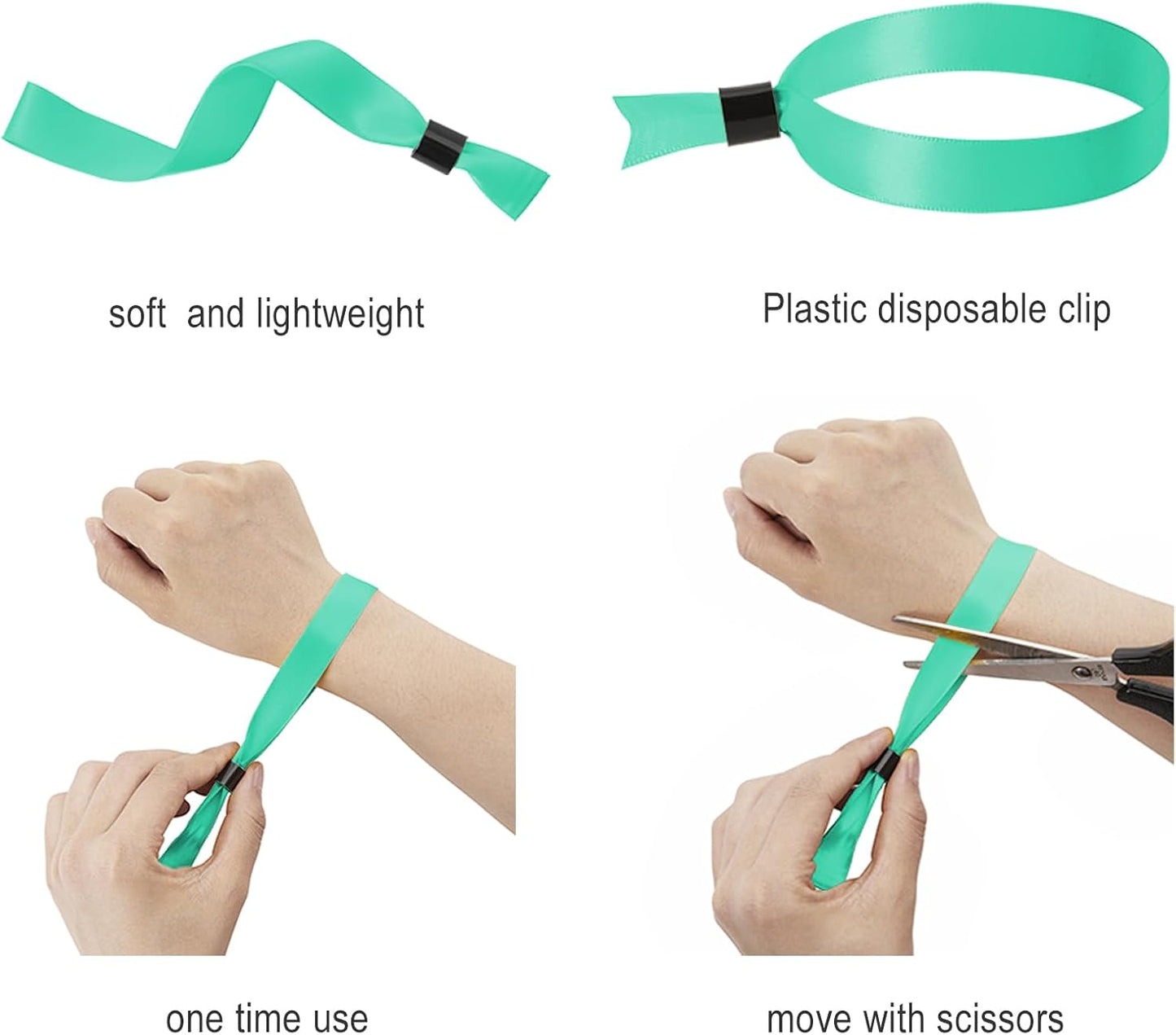 100 Pack Wrist Bands - Water Green Wristbands for Events,Wristbands for Concerts Festival Admission Party 13.7” x 0.59”