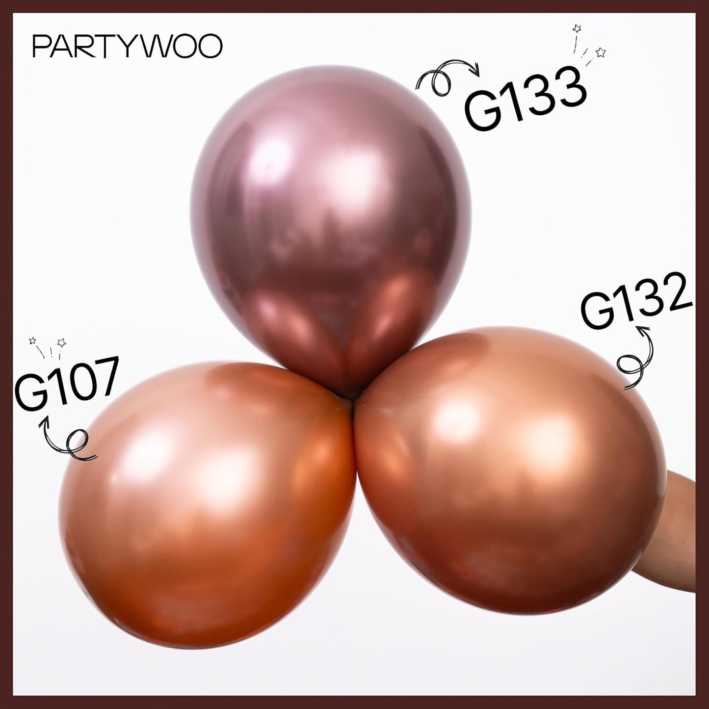 PartyWoo Metallic Copper Balloons 50 pcs 12 Inch Chrome Copper Fall Brown Balloons for Graduation Baby Shower Gender Reveal Engagement New Year Thanksgiving Birthday Party Decorations Copper-G115