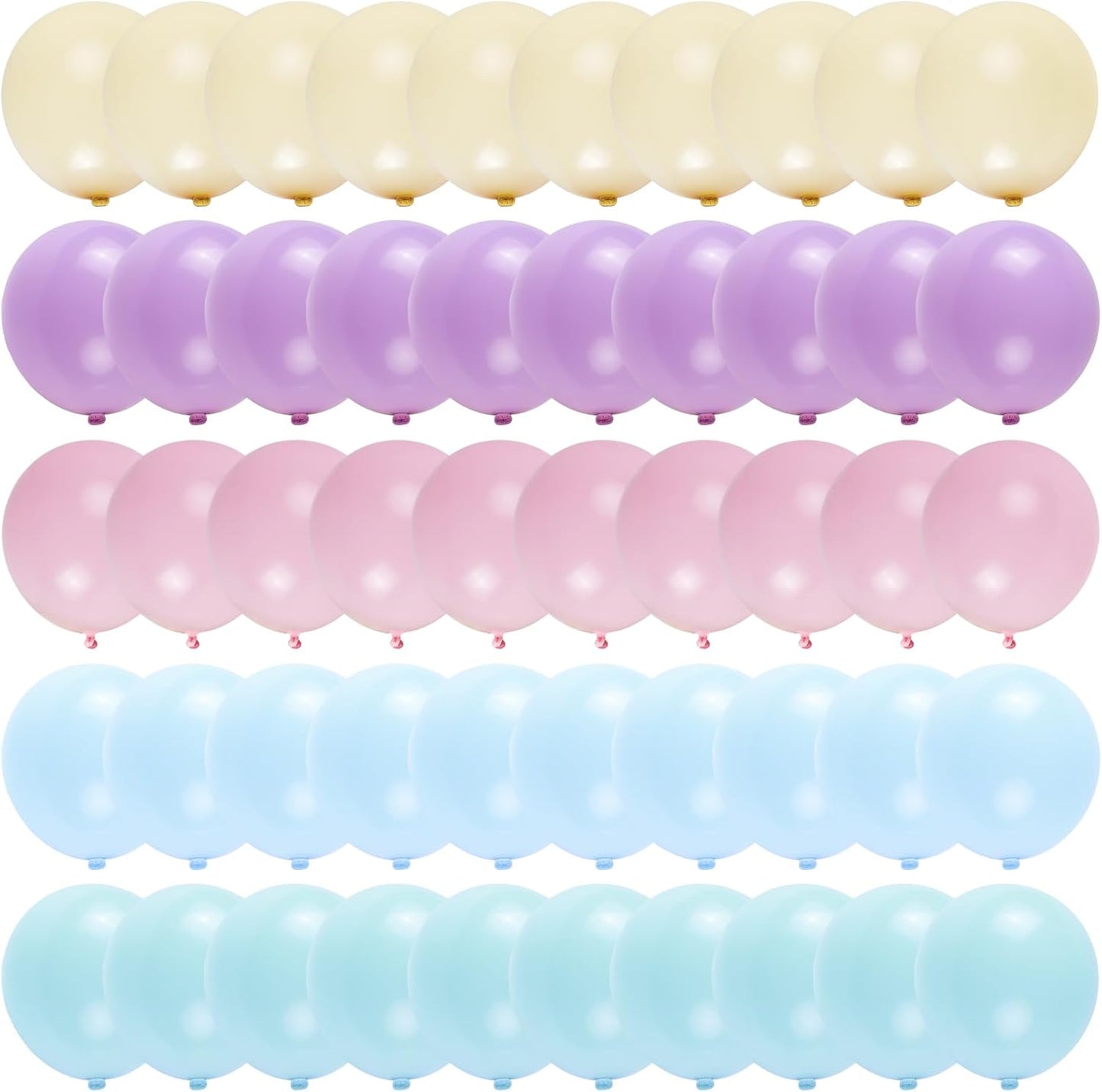 Premium 50pcs Pastel Macaron Balloon Kit – 12 Inch Multicolor Latex Balloons with Ribbon for Baby Showers, Weddings, Spring Parties, Boho & Groovy Themed Decor