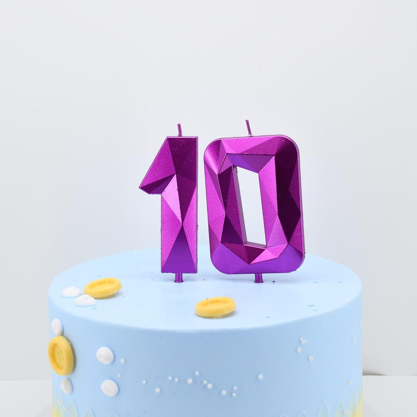 DERVENTA Large Birthday Candle Number 3D Purple 3.7 inch Party Celebration Anniversary Decoration Cake Topper 1 Piece (Number 10 Purple)