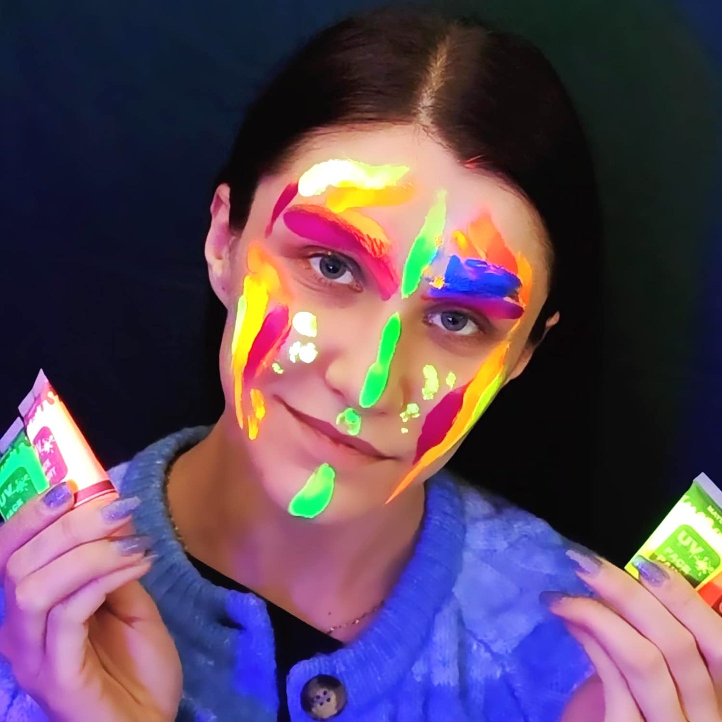 Maydear 10 Colors UV Face Body Paint Set, Fluorescent Glow Blacklight Neon Liquid Face Paint - Perfect for Halloween, Carnivals, and Parties - 0.7 FL OZ. Each