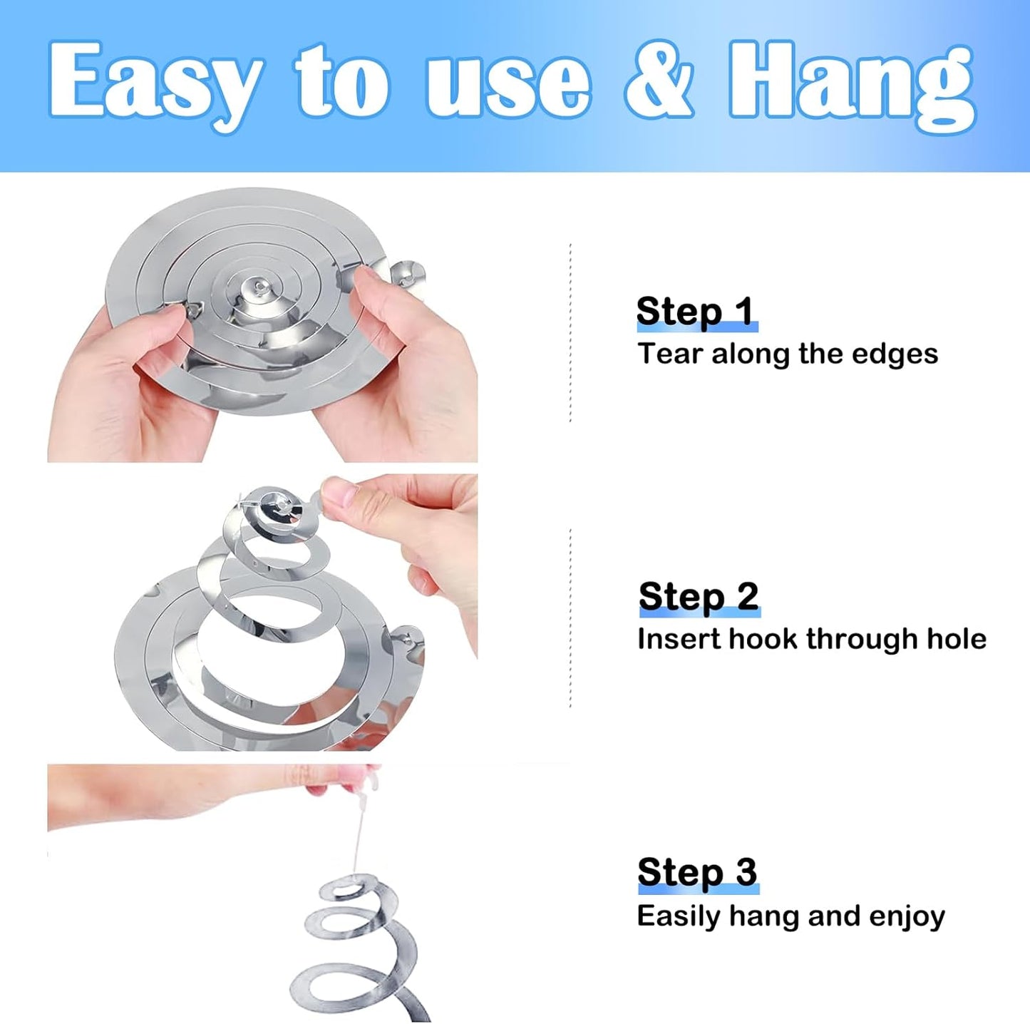 Hanging Swirl Decorations Blue and Silver Swirl Decoration 30pc Party Streamers for Ceiling 24"