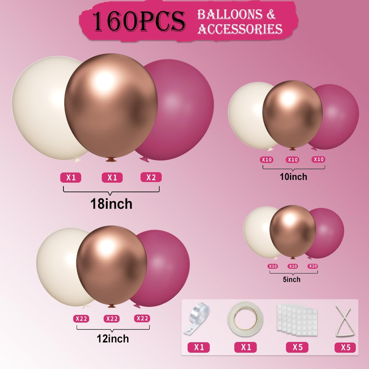 Dark Purple White Gold Balloon Garland Arch Kit, 160Pcs Grape Purple White Sand Metallic Rose Gold Balloons for Halloween Wednesday Baby Shower Birthday Wedding Party Decoration