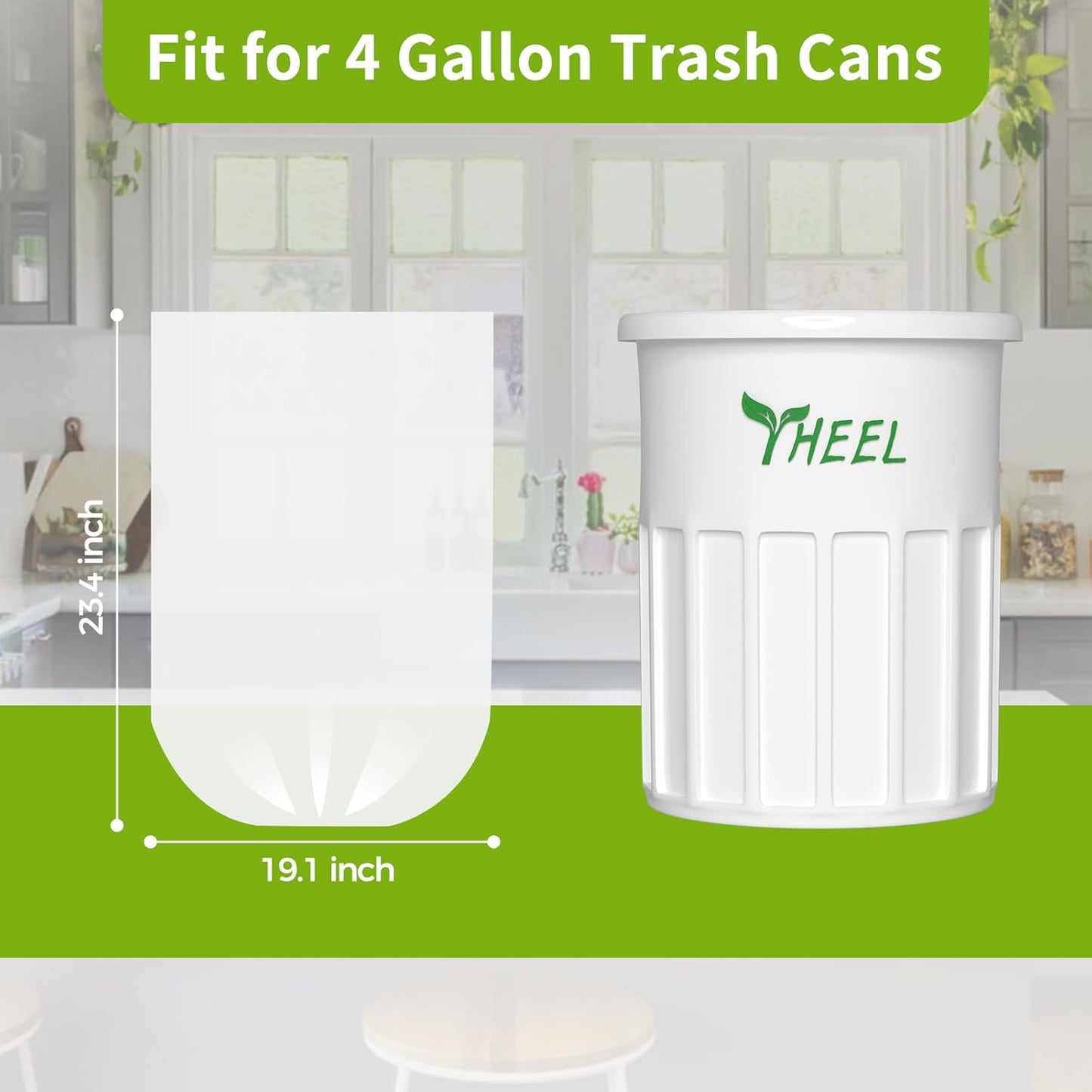 Clear Small Trash Bags 4-Gallon bathroom garbage bags, Trash Bags for Bathroom Bedroom Office - Unscented 15 Liters waste basket liners (150 Counts)