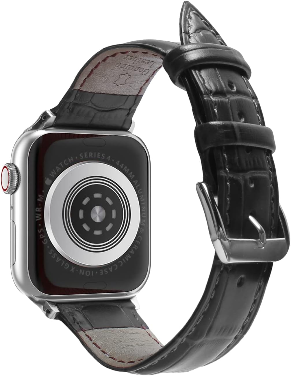 Waloo Genuine Leather Crocodile Embossed Design Alligator Replacement Watch Band Compatible With Your Apple Watch Series 10/9/8/7/6/5/4/3/2/1/SE/Ultra Fits Sizes 38mm, 40mm, 41mm, 42mm, 44mm, 45mm, 46mm, 49mm