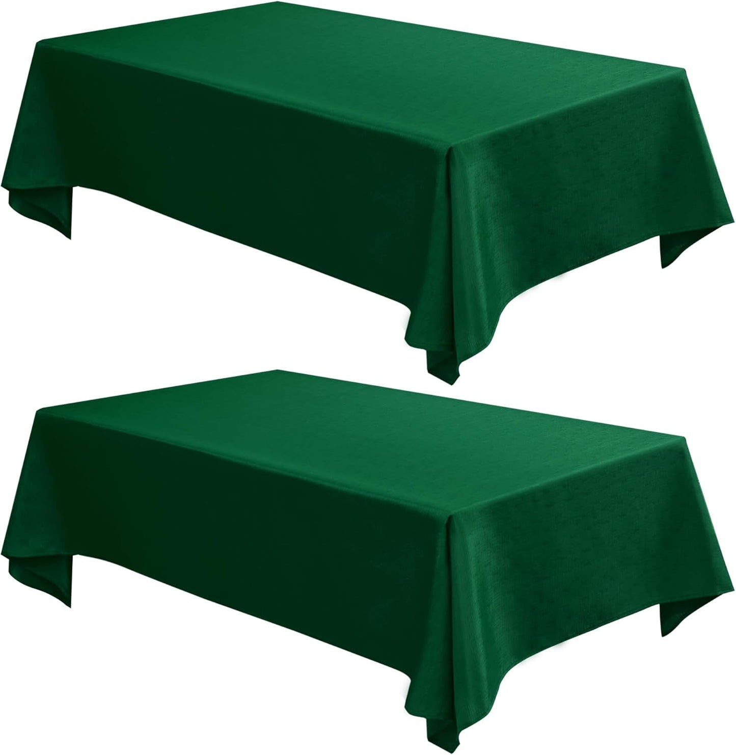 Fitable 2 Pack Faux Linen Christmas Tablecloths, Burlap Textured Fabric Table Cloth Rectangle, Decorative Table Covers for Winter Holiday Dinner Party Farmhouse (Hunter Green, 60 x 84 Inch)