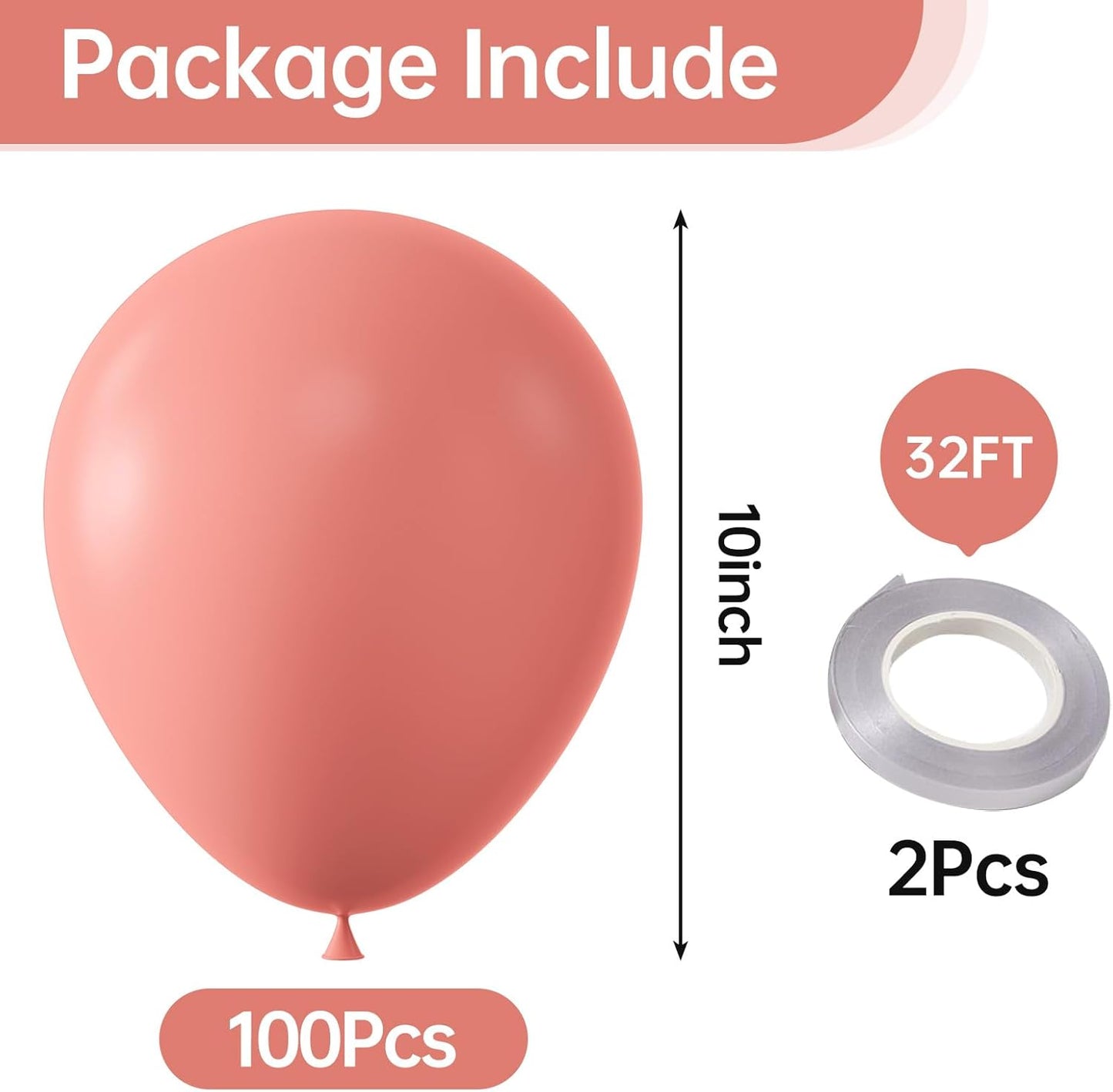 KALOR 10 Inch Coral Red Balloons, 100 Pcs Latex Helium Balloons for Birthday Party Baby Shower Wedding Graduation Graduation Party Decorations