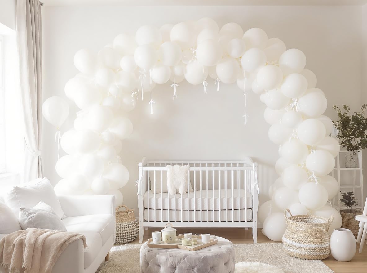 50 Pack 12 Inch White Latex Balloons for Party Decorations, Thick Premium Balloons for Wedding, Baby Shower, Engagement, Graduation, Photo Backdrop, Arch & Garland, Air or Helium