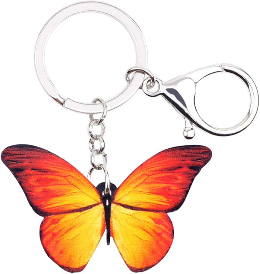 BONSNY Morpho Menelaus Butterfly Key Chains for Women Car Purse Bag Rings Pendant Charms