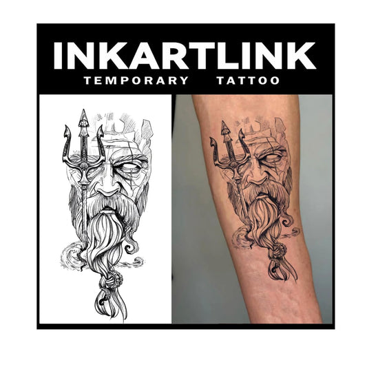 INKARTLINK Tattoo Tech, 2 Sheets Large Semi Permanent Tattoo, Temporary Tattoos, Last 1-2 Weeks, Waterproof, Realistic Look, No Adhesive, No Reflection （Mythology Design)