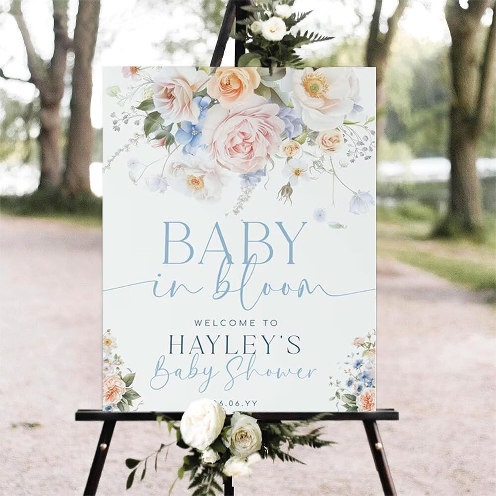 Editable Baby In Bloom Welcome Sign, Baby in Bloom Baby Shower Welcome Sign, Wildflower Baby Shower Sign, Spring Floral Baby Shower Welcome Sign, Personalized Baby Shower Sign #05