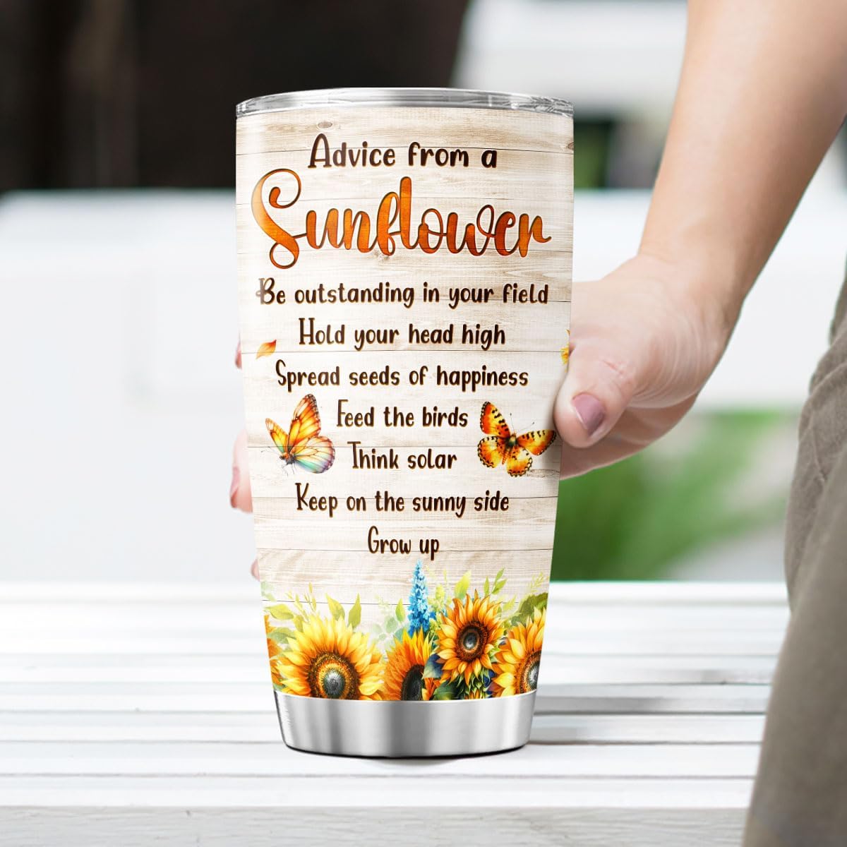 Sunflower Gifts, Sunflower Advice, Floral Cups Flower, Tumbler 20 Oz With Lid And Straw