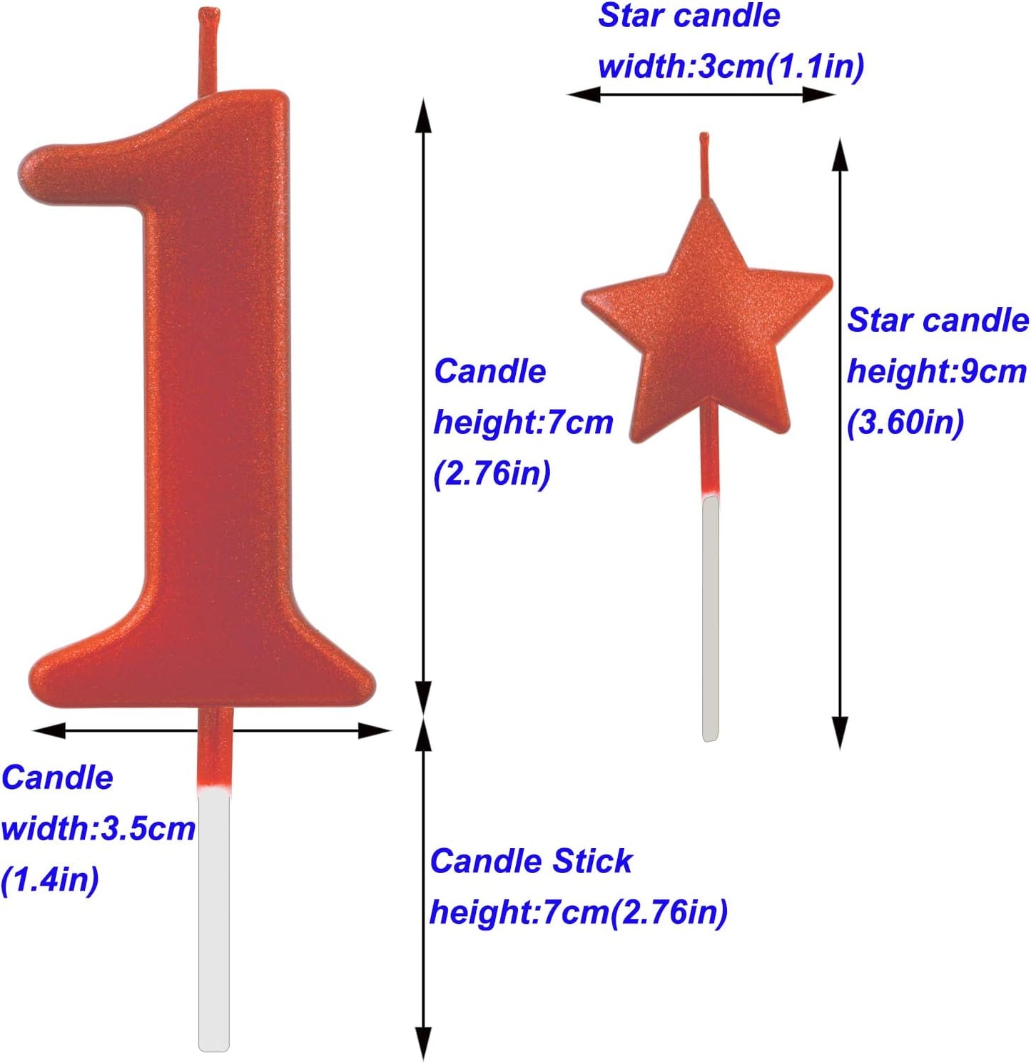 2.75in Number 1 Red Birthday Candles, Glitter Red Happy Birthday Cake Cupcake Toppers Decoration and Celebrating for Adults/Kids Party Baking (2.75in Red Number 1)