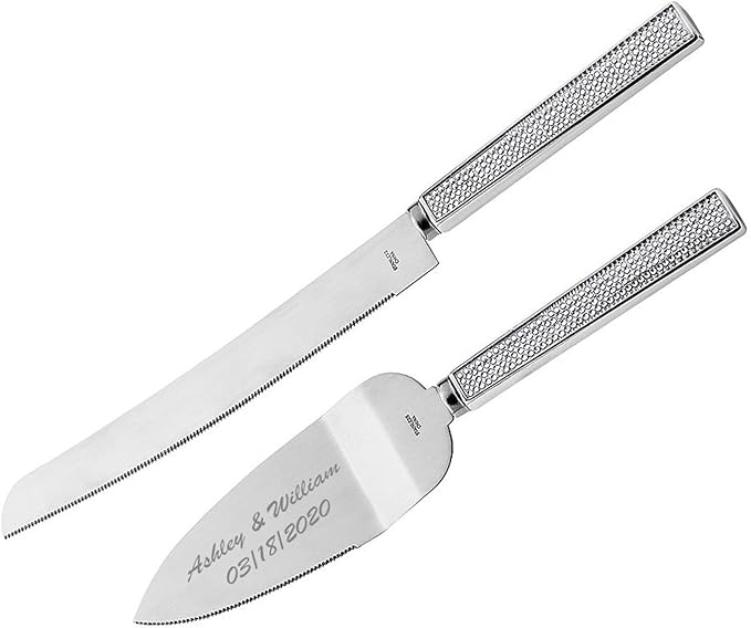 GIFTS INFINITY Personalized Wedding Cake Knife and Server Set with Engraving – Cake Cutting Utensil Set, Keepsake Gift for Wedding, Anniversary, Reception, Birthday & Other Occasions (2558)