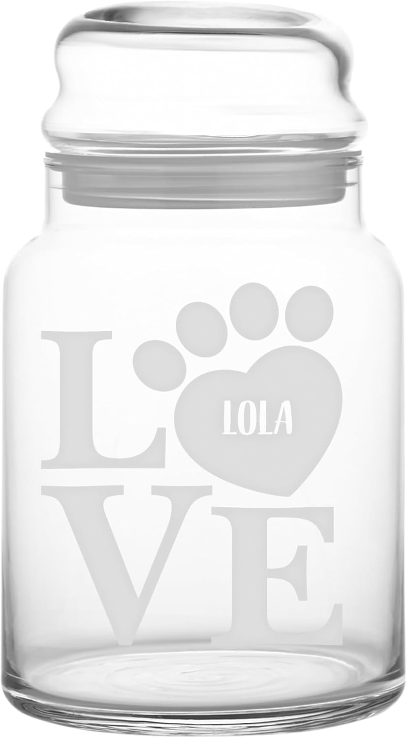 Let's Make Memories Personalized Pet Treat Jars - For Dog and Cat Owners, Pet Parents - Love