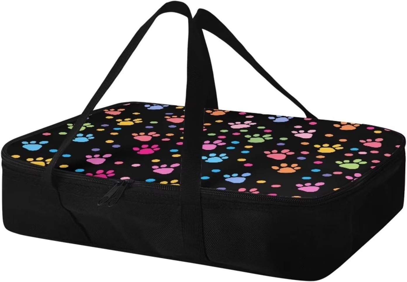 Colorful Dog Paw Prints Insulated Casserole Carriers for Hot or Cold Food Casserole Dish Carrying Case with Heat Resistant Lining Reusable Food Carrier for Beach Parties Picnic