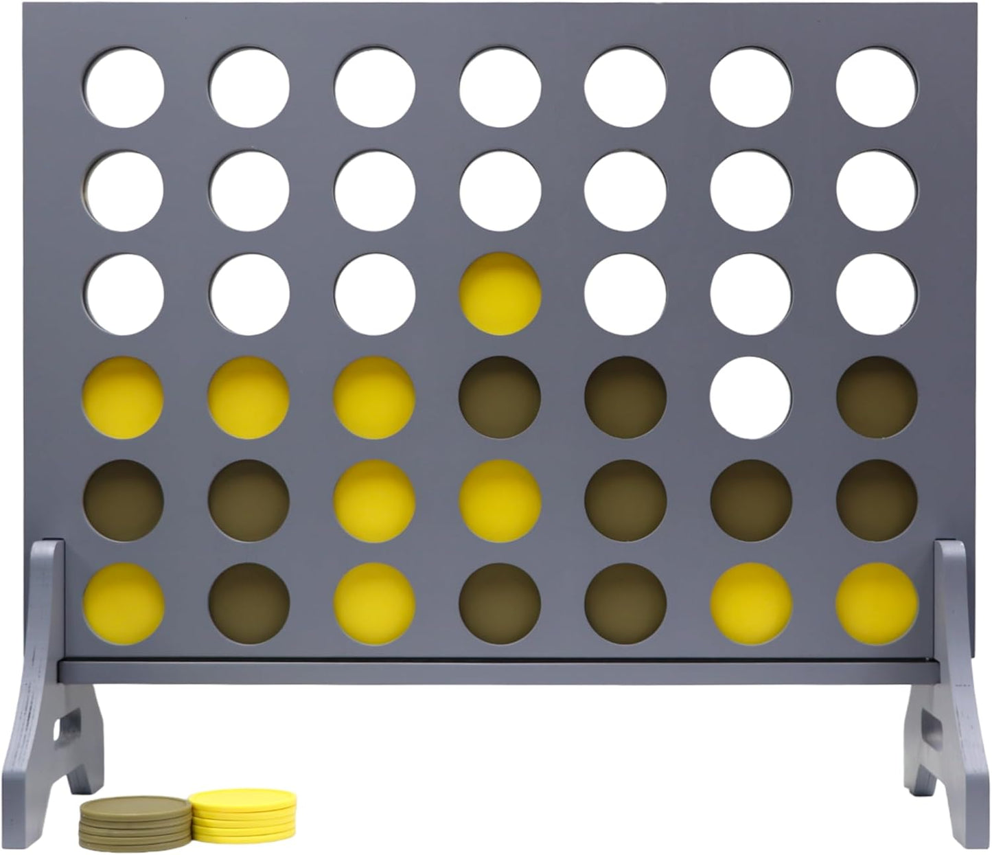 Tailgating Pros Premium Grey Giant Four in a Row with Carrying Case - Jumbo Oversized Outdoor Yard Game - Connect Multiple Pucks in a Row to Win - Many Puck Colors Available!