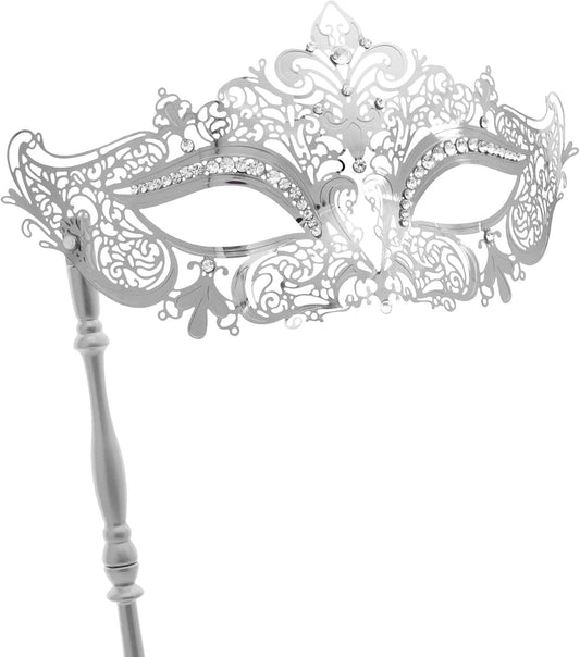 Coddsmz Masquerade Mask with Stick Venetian Mask Mardi Gras Decorations for Womens Halloween Costume Mask
