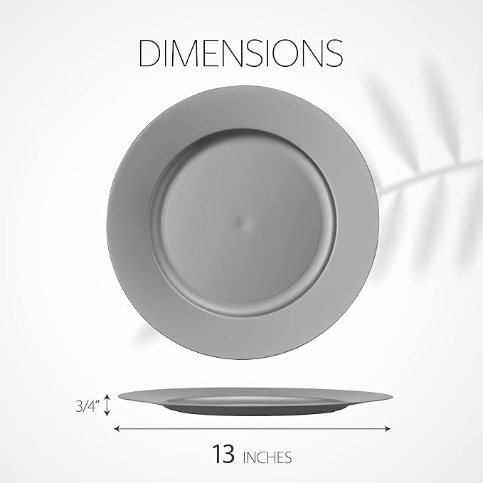 13'' Party Chargers Large Plates & Platters Great for Elegant Party's Weddings Tableware Great for Serving dish Silver Pack of 12