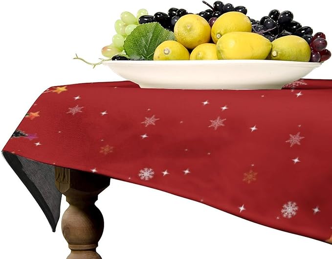 YCness Christmas Tablecloth Christmas Trees Snowflake Colorful White Black Green Red Table Cover Washable Seasonal Table Decor for Party Picnic Dinner 55x75 Inch Rectangle