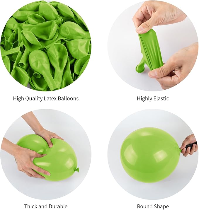 Lime Green Balloons, 140pcs 18 12 10 5 Inch Different Sizes Pack Party Latex Balloons for Birthday Halloween Holiday Balloon Garland as Party Decorations