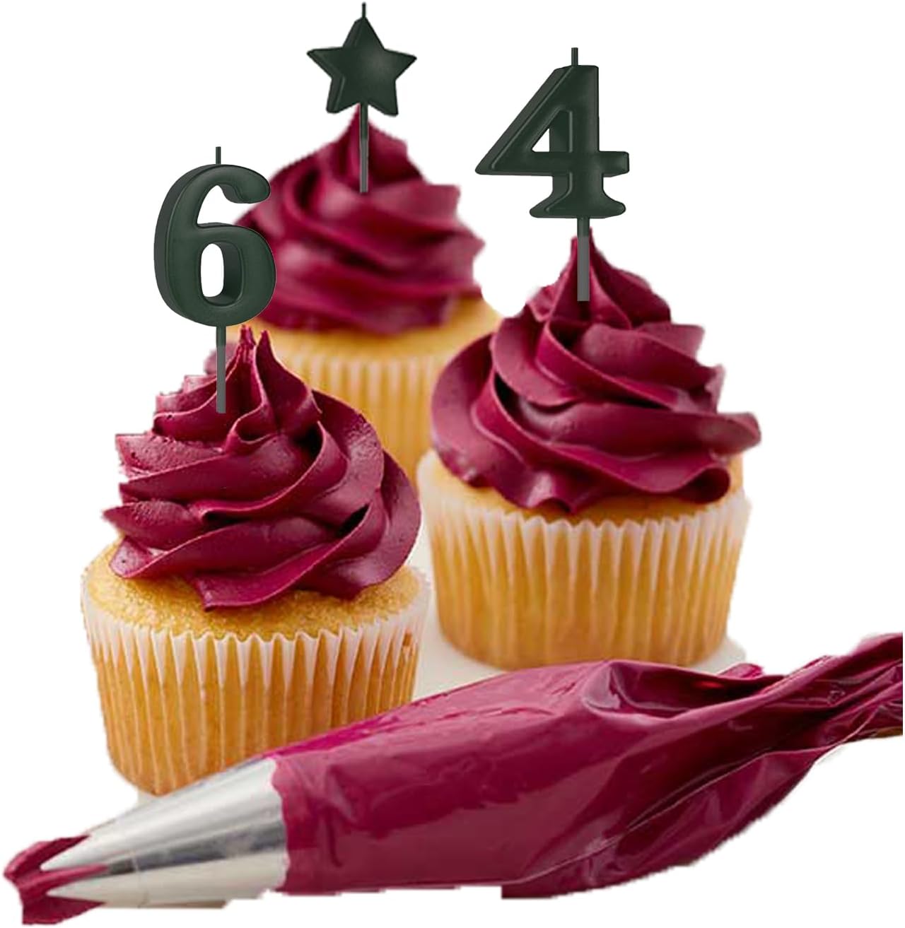 4.75 in Black Number 4 Birthday Candles - Birthday Party Cake Toppers - Celebrating Childrens/Kids Party Cupcake Decoration (Glitter Black)