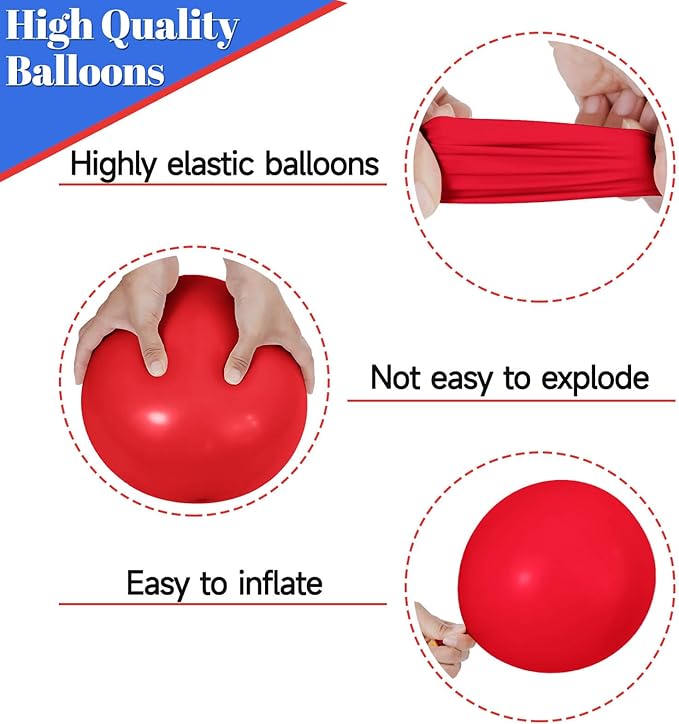 Red White Blue Latex Balloons 68 Pack, 12 Inch Patriotic Balloons with Confetti, Party Decorations for 4th of July, Independence Day, Graduation, Birthday, Air Helium Fill.