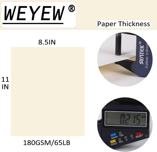 Cream Cardstock 8.5 x 11 Thick Paper, 40 Sheets 65 LB/180 GSM, Cardstock Printer Paper for Invitations, Menus, Wedding, DIY Cards, Kids School Supplies