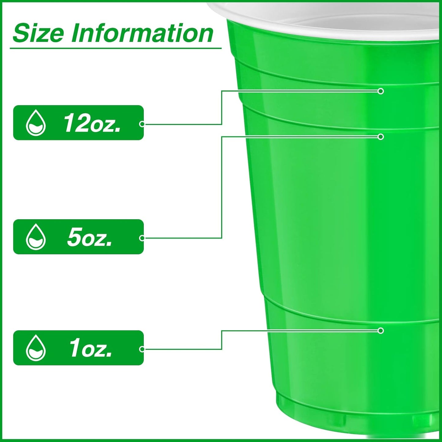 Lounsweer 100 Pack 16 Ounce Christmas Plastic Party Cups Disposable Heavy Duty Drinking Water Cups for Holiday Christmas Festival Wedding New Year Birthday Party Supplies(Green)