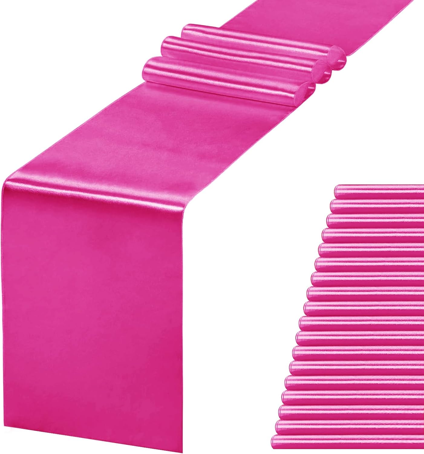20 Pack Satin Table Runner 12 X 108 Inch Silk Table Runner for Party,Wedding, Birthday, Banquets,Decoration(Fuchsia)