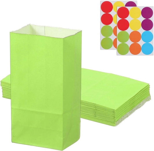 PATIKIL Party Favor Bag, 24 Pcs 3.5x2.4x7.1 Inch Mini Paper Candy Bags Gift Treat Celebration Halloween Goody Birthday Wedding Party with Stickers, Light Green