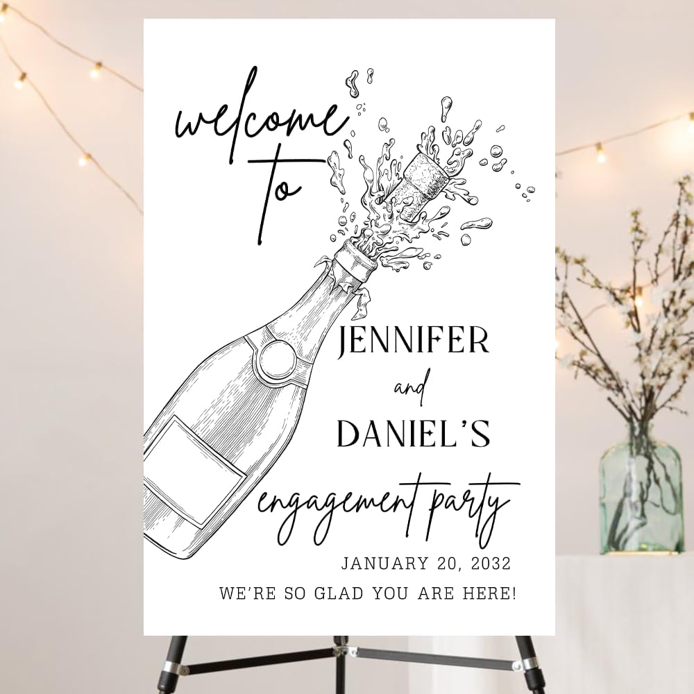 Personalized Engagement Welcome Sign – Minimalist Engagement Party Yard Sign – We’re Engaged Signs – Engagement Party Decorations for Couple - She Said Yes! (Version 17)