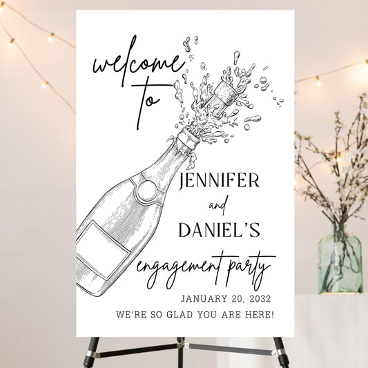 Personalized Engagement Welcome Sign – Minimalist Engagement Party Yard Sign – We’re Engaged Signs – Engagement Party Decorations for Couple - She Said Yes! (Version 17)