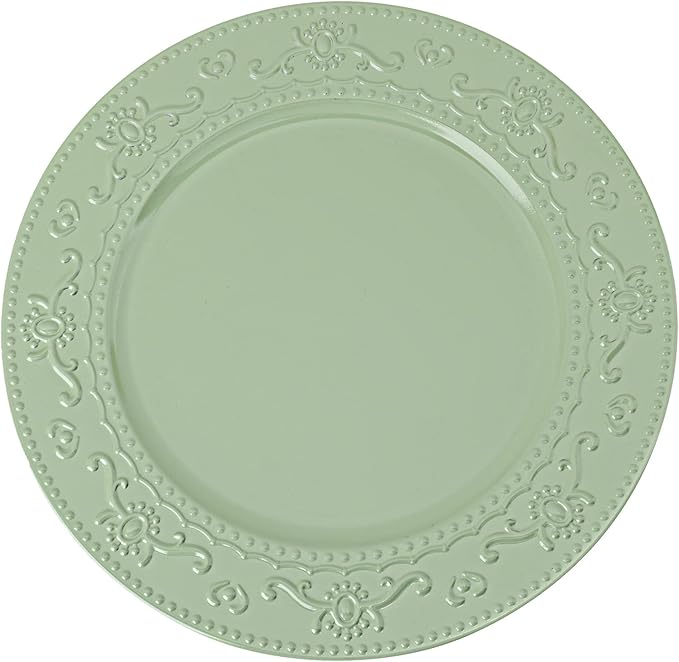13-Inch Charger Plates, 6Pcs Dinner Plate Chargers Round Server Ware Compatible with Ceramic/china tableware, Green