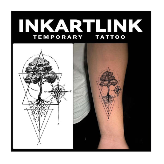 INKARTLINK 2 Sheets large Semi Permanent Tattoos,Temporary Tattoos, Adult Art Designs, Party Favors, Waterproof, Realistic, No Adhesive, No Reflective, Lasts 1-2 Weeks,Large (Tree of Life)