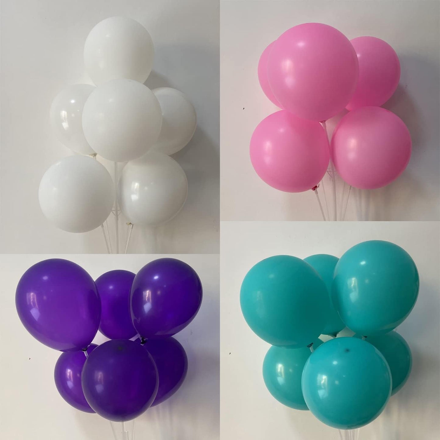 60 Count 12-Inch Dark Violet Purple Teal Pink White Latex Balloons - Wedding Birthday Baby Shower Decorations, Party Supplies