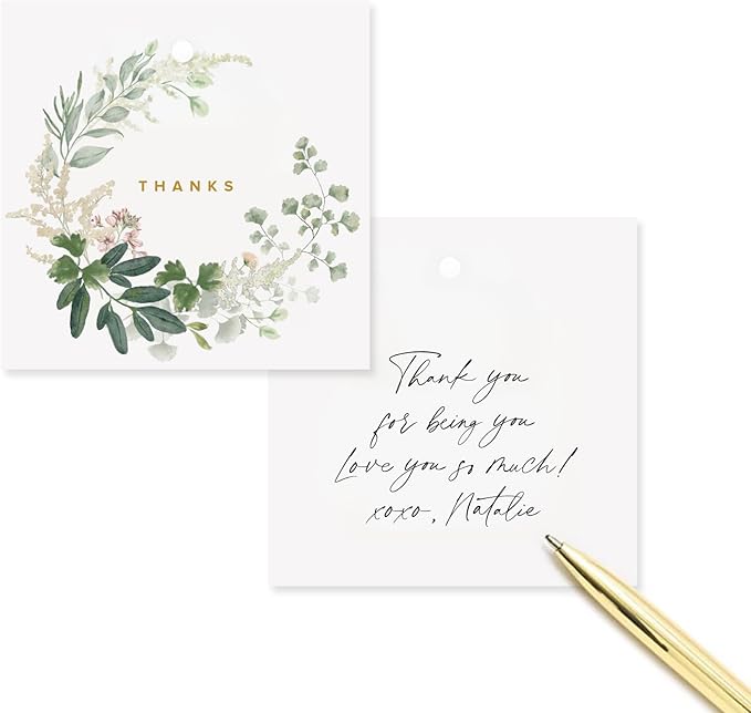 50-Pack Gold Gift Tags - Real Gold Foil, 2.5” x 2.5” | Elegant Holiday, Christmas, and Birthday Gift Tags | Personalized Labels for Presents | Women-Owned Business