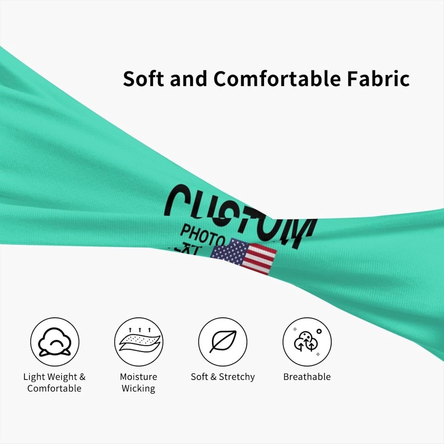 Custom Sports Headband Sweatband Bandana Add Your Photo Logo Text Number, Bulk Customized Unisex Sports Moisture Wicking Breathable Elastic