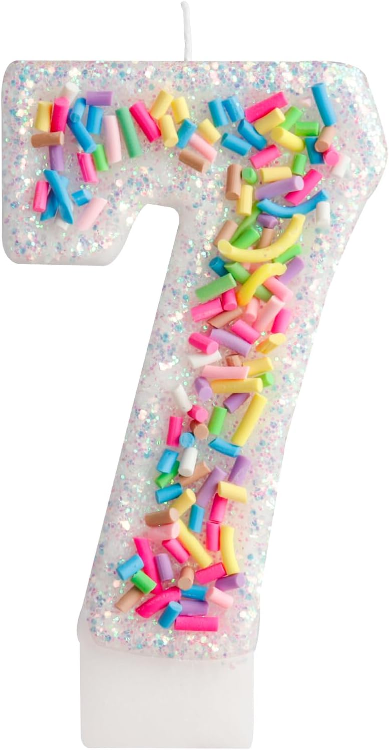 Girls Colorful Candy Birthday Candle,7th Birthday Candle for Party Supplies,Candles for Cake Decoration,2.76 inch Number 7 Girl Boy Cake Topper Wedding Anniversary Pastel Sweet Theme Party Decoration