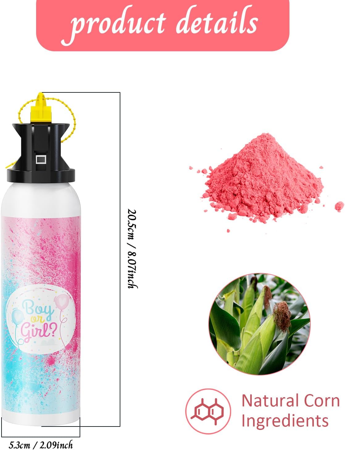 Gender Reveal Fire Extinguisher Color Blasters: 2 Pcs Pink Blaster Only for Baby Girl with Pink Smoke, Confetti Power Cannon for Gender Reveal Party