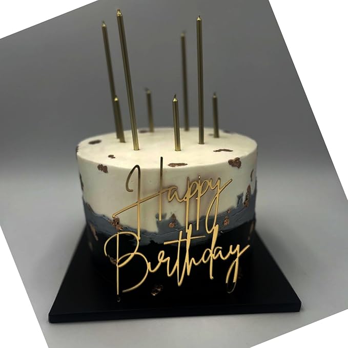 Happy Birthday Cake Topper, Gold Acrylic Birthday celebration Cake Decoration,Birthday Themed Party Decorations Supplies Perfect Keepsake for your family and friends
