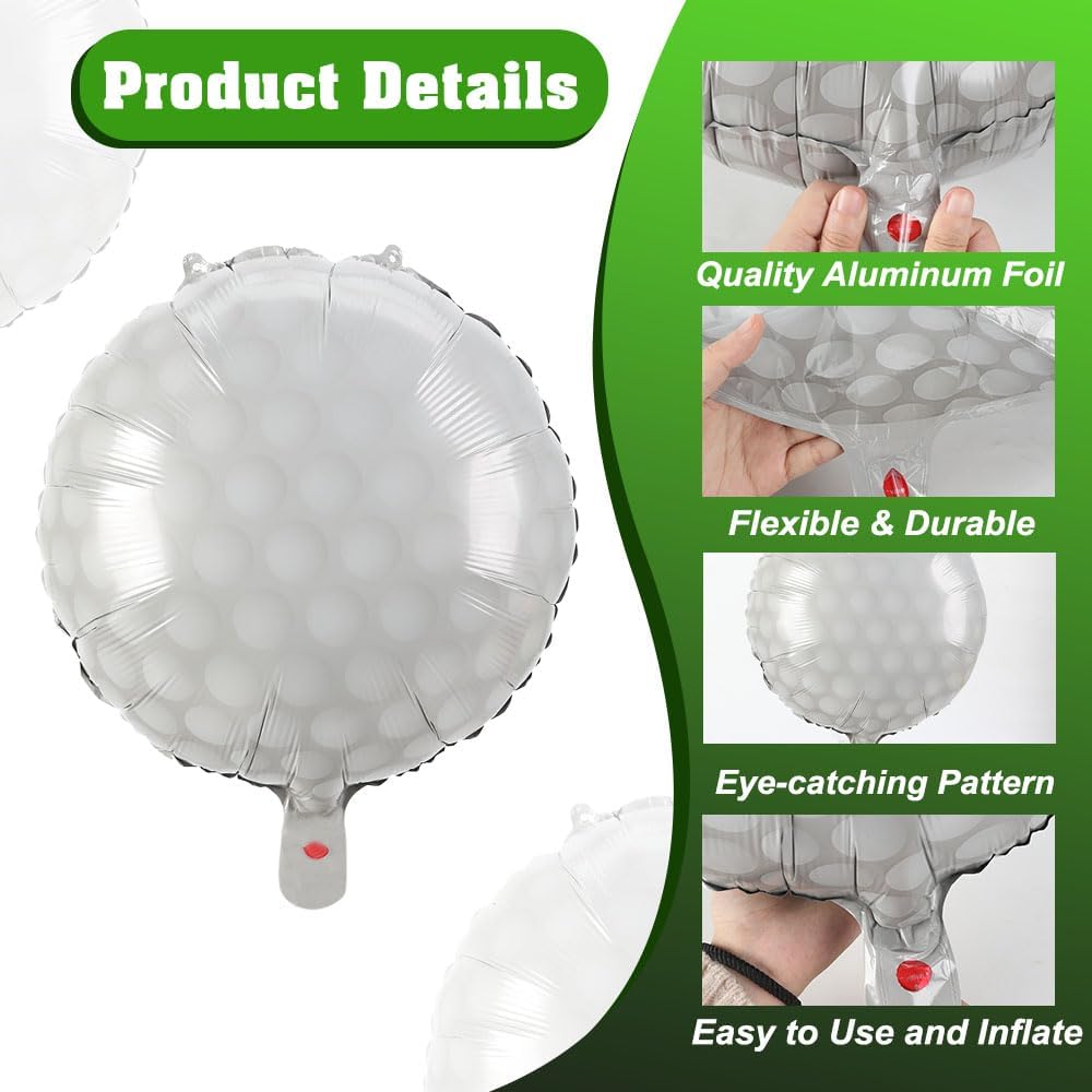 8 PCS 18 Inch Golf Balloons Golf Party Decorations Supplies Themed Birthday Party Decor Sports Giant Large Ball Balloon Christmas Mylar Foil Helium Aluminum Balloon Gender Reveal Baby Shower