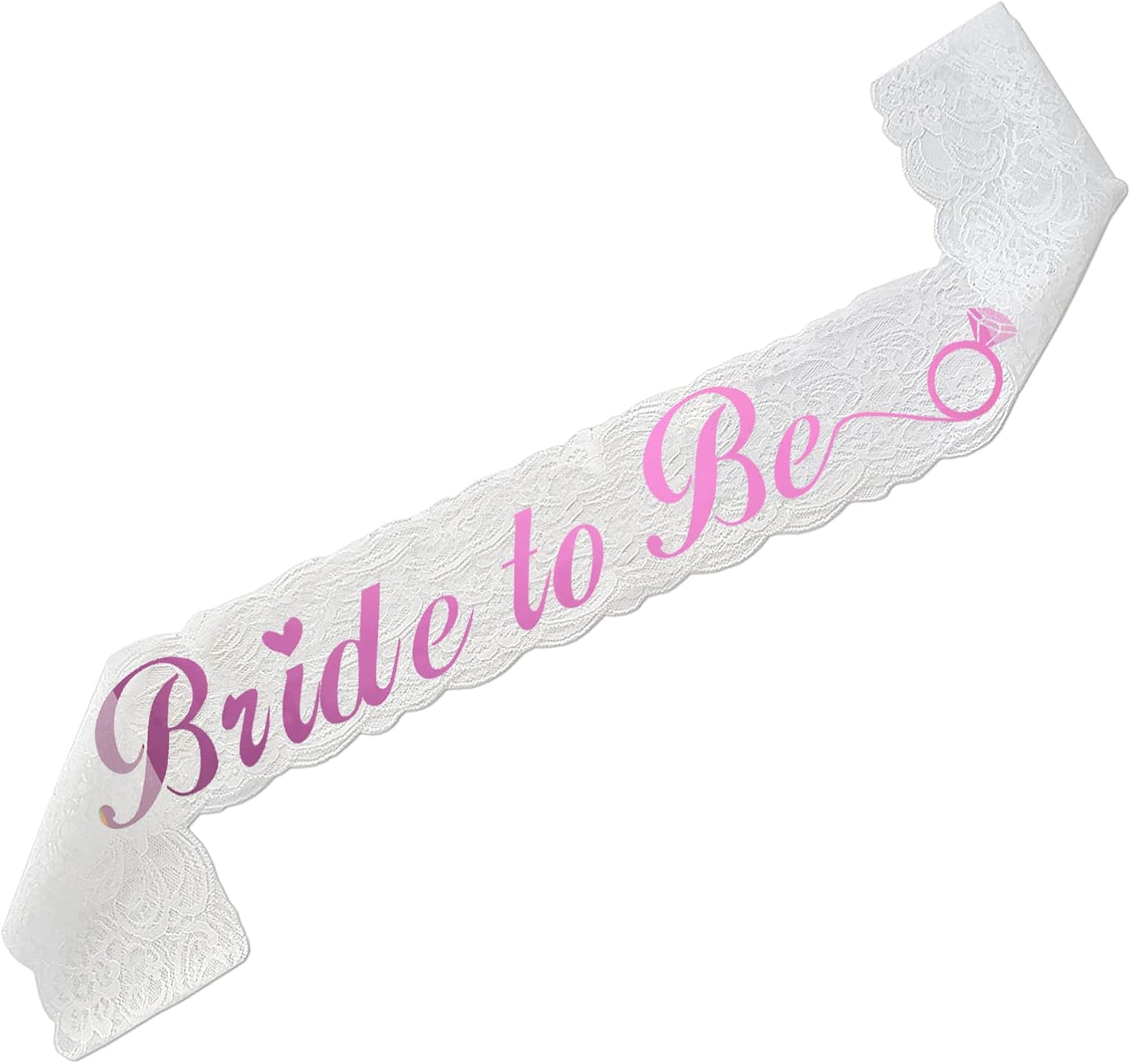 Team Bride Sash Set- 1 White Lace Bride to Be Sash and 6 Team Bride Sashes for Bachelorette Party Supplies