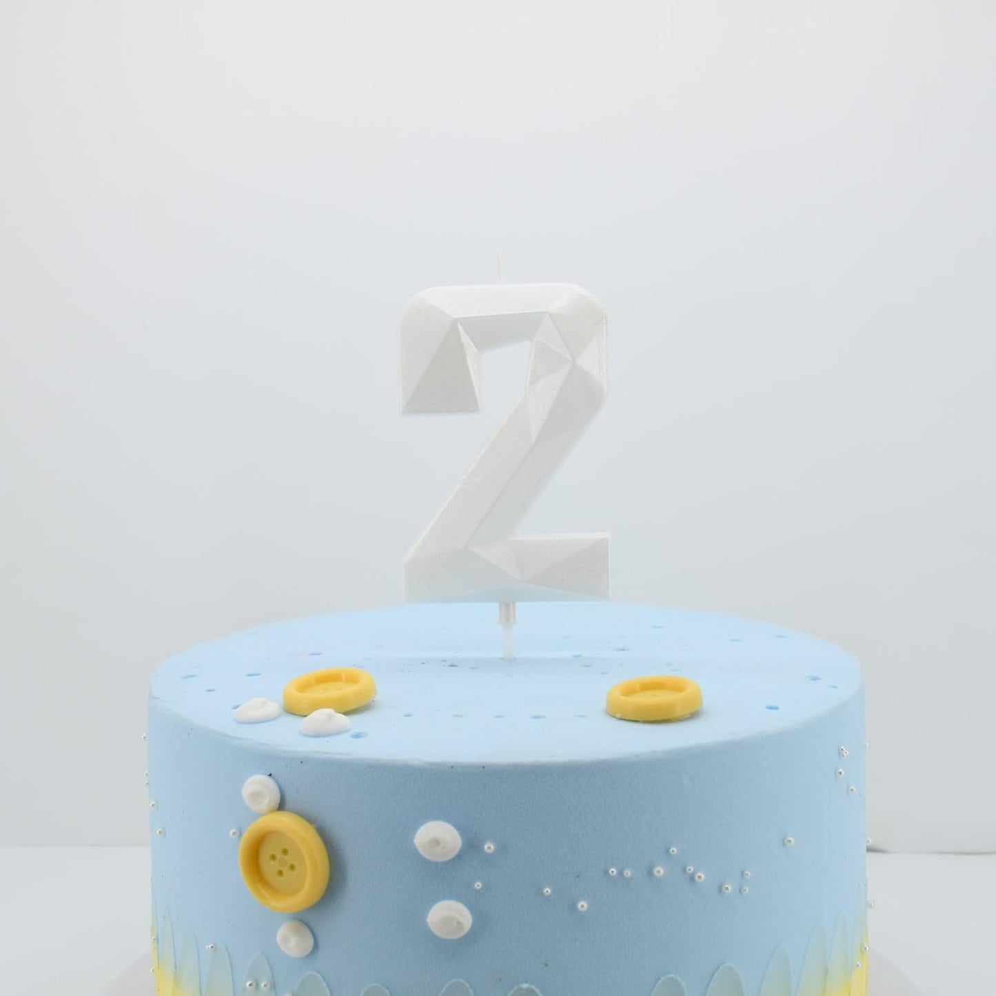 DERVENTA Large Birthday Candle Number 3D White 3.7 inch Party Celebration Anniversary Decoration Cake Topper 1 Piece (Number 2 White)