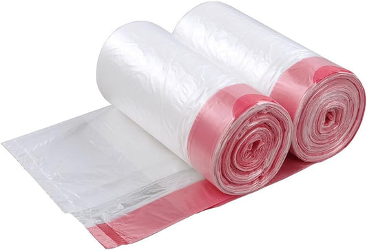 Jekiyo 120 Count Clear Trash Bags, Drawstring 6 Gallon Garbage Bag