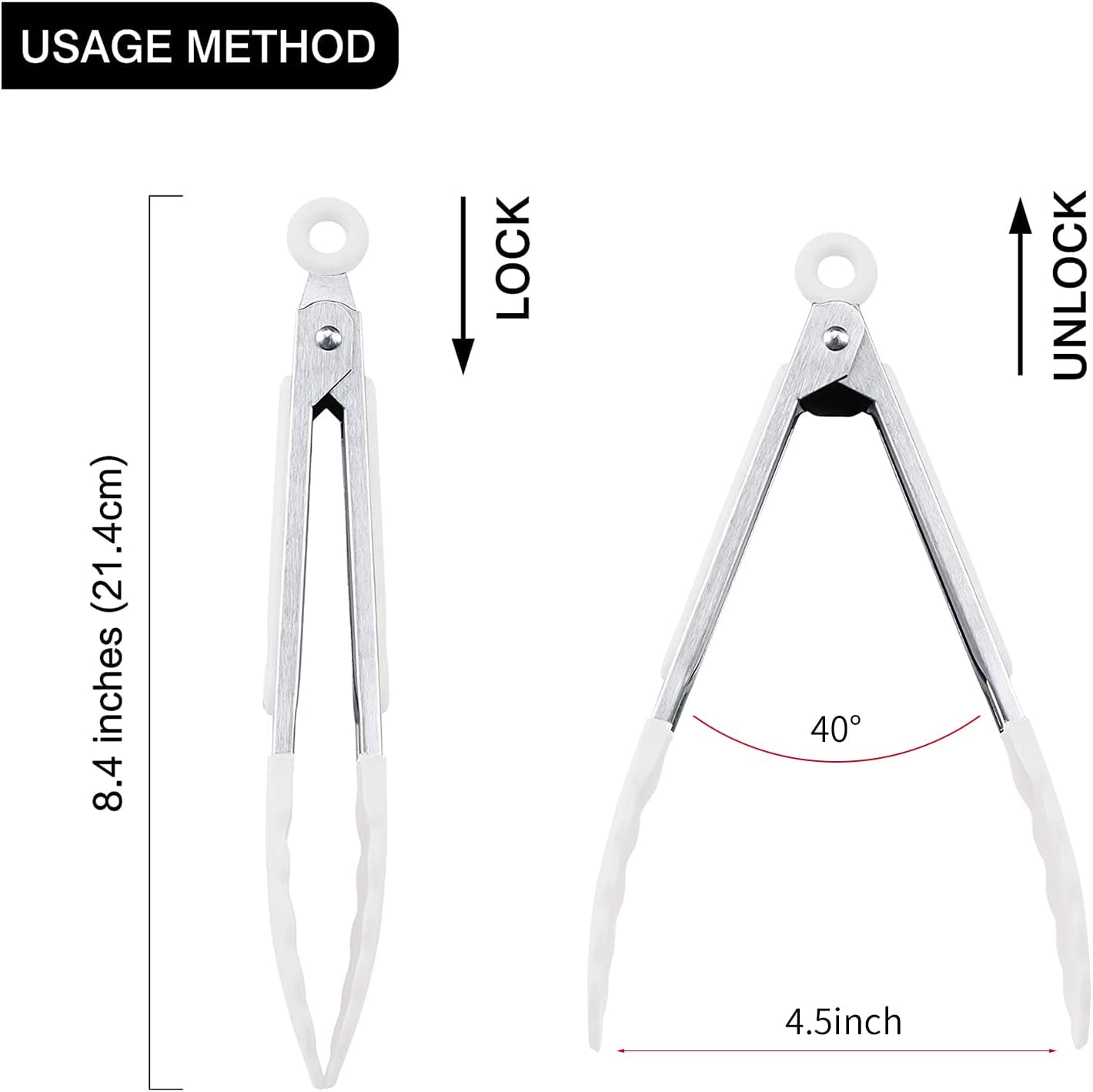 MSY BIGSUNNY Kitchen Food Tongs - 7" Mini Silicone Serving Tongs for Appetizers - Set of 3 (Black White Gray)