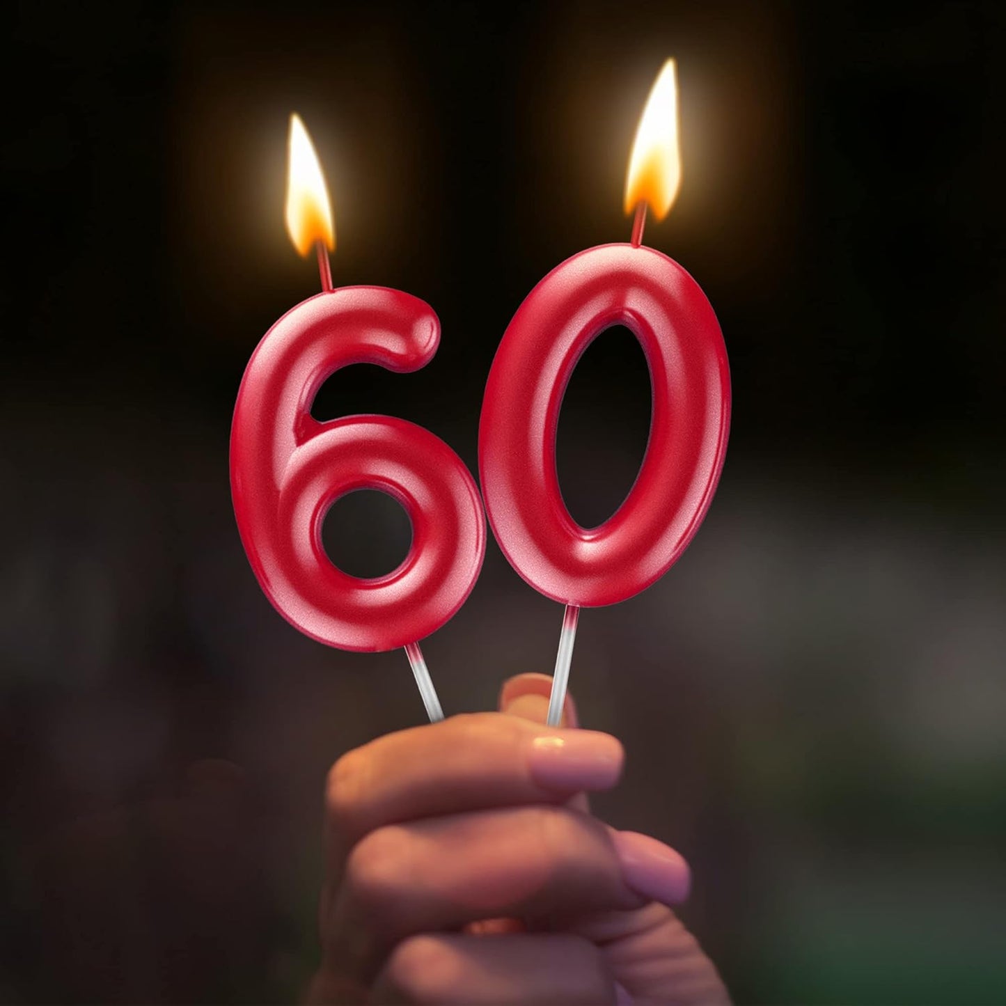 Red Number 60 Candle Happy Birthday 3D Number Candles for Birthday Cake Party Decoration Wedding Anniversary Celebration Supplies