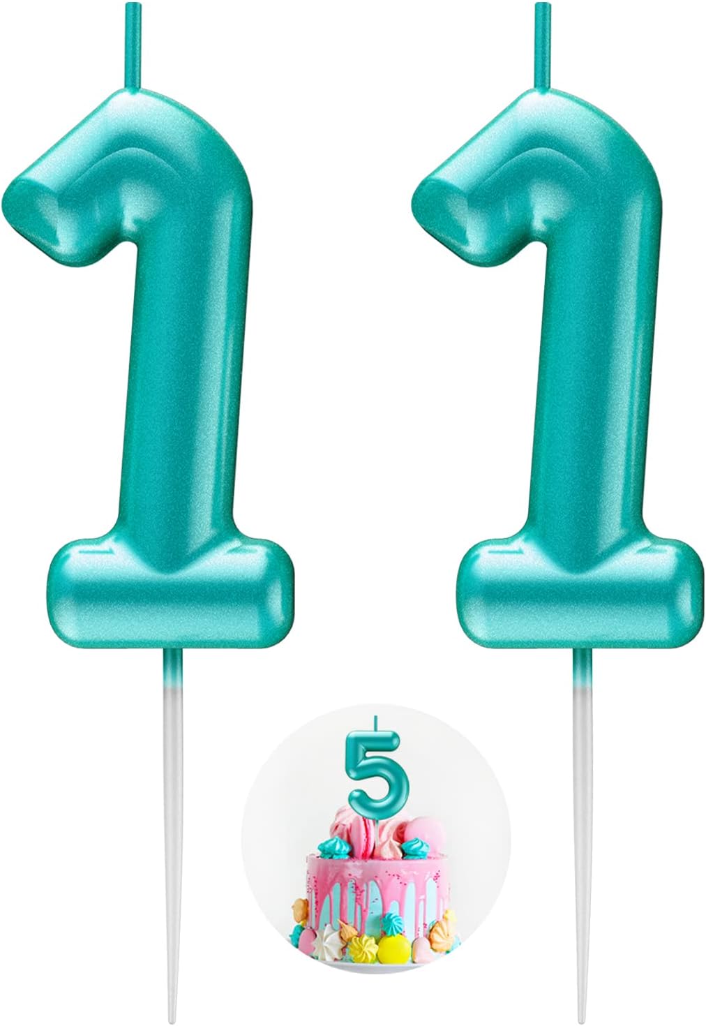 Blue Number 11 Candle Happy Birthday 3D Number Candles for Birthday Cake Party Decoration Wedding Anniversary Celebration Supplies