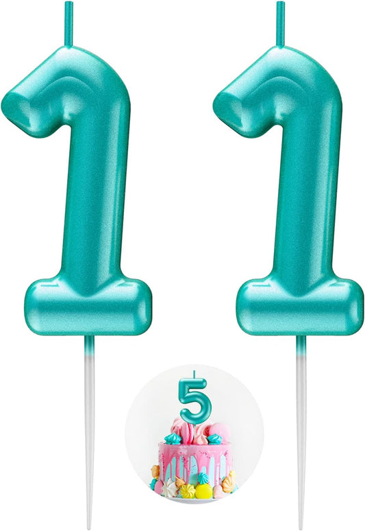 Blue Number 11 Candle Happy Birthday 3D Number Candles for Birthday Cake Party Decoration Wedding Anniversary Celebration Supplies