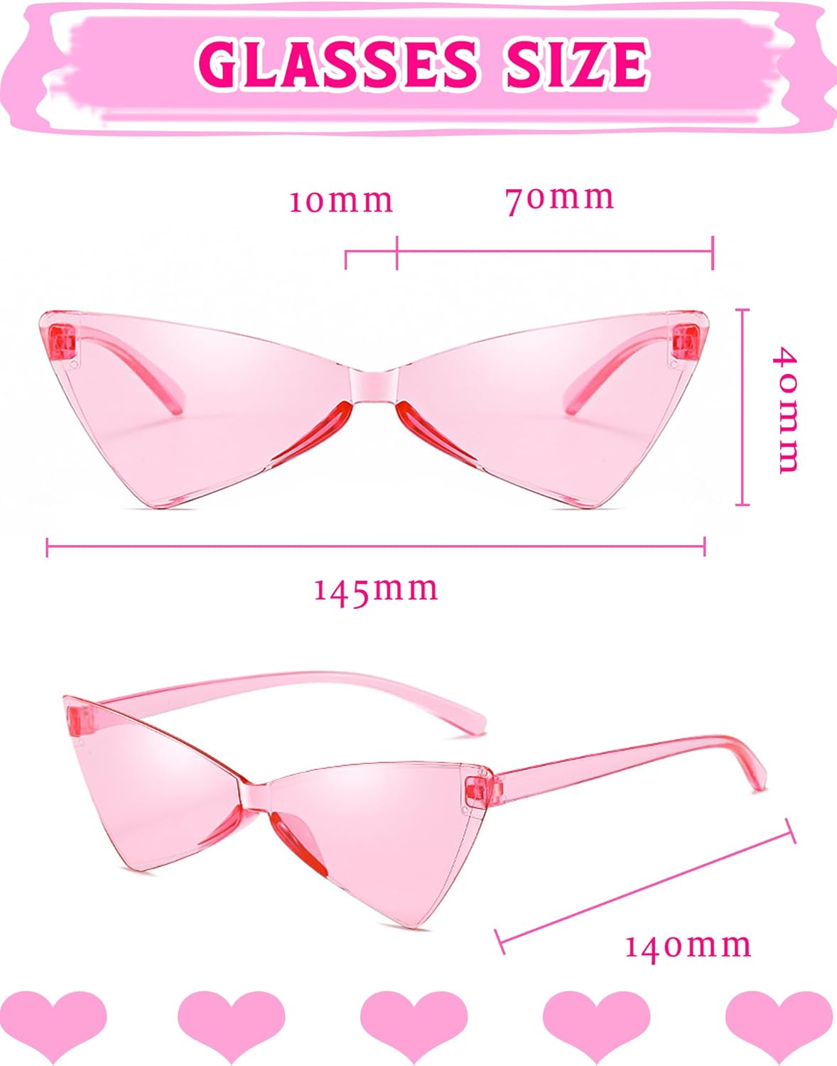 Heart Shaped Rimless Sunglasses 12Pack, Bachelor Party Cool Colorful Funky Sunglasses